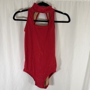 Five Dancewear Leotard Women's Medium Adult Red High Neck Sleeveless